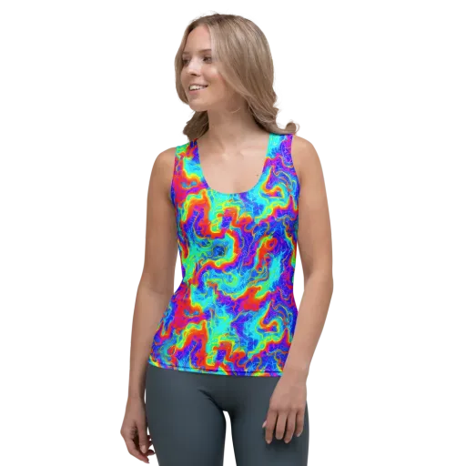 Tangerine Labyrinth on a Women's Tank Top