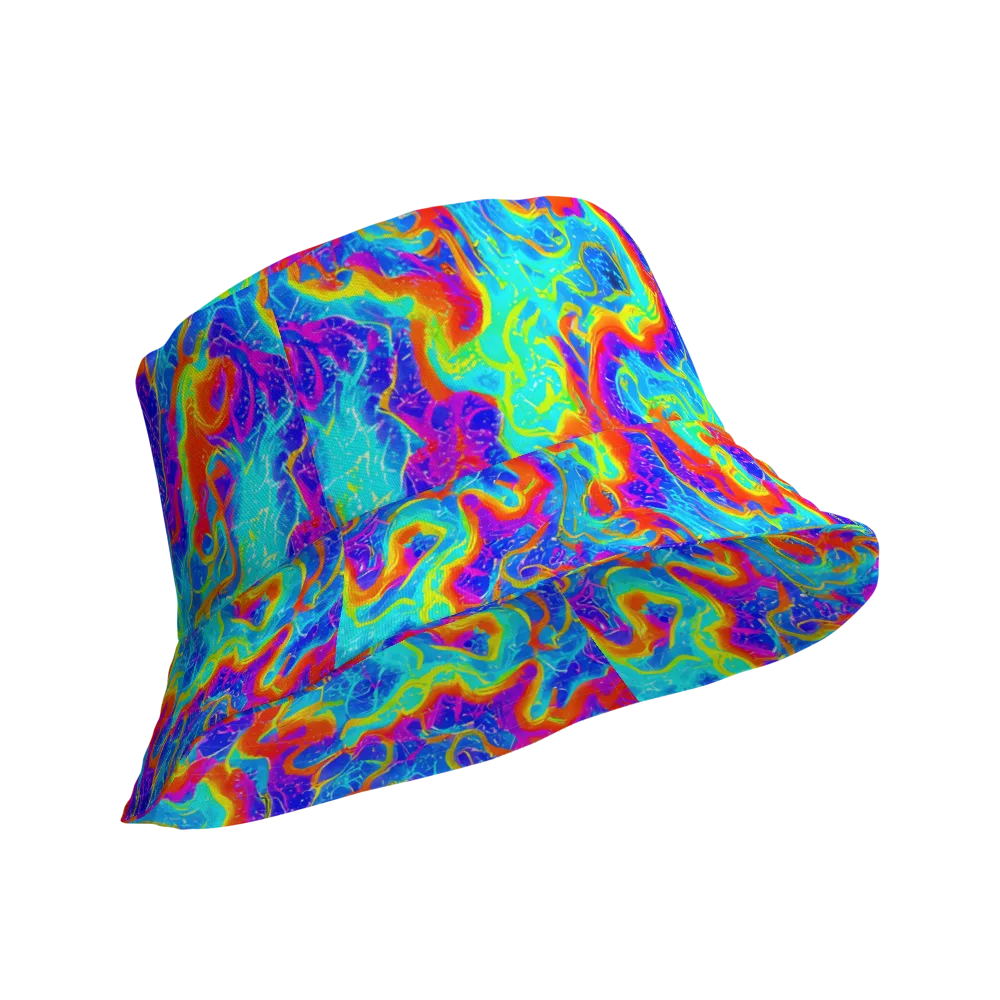 Tangerine Labyrinth on Reversible Bucket Hat — Product details Outside