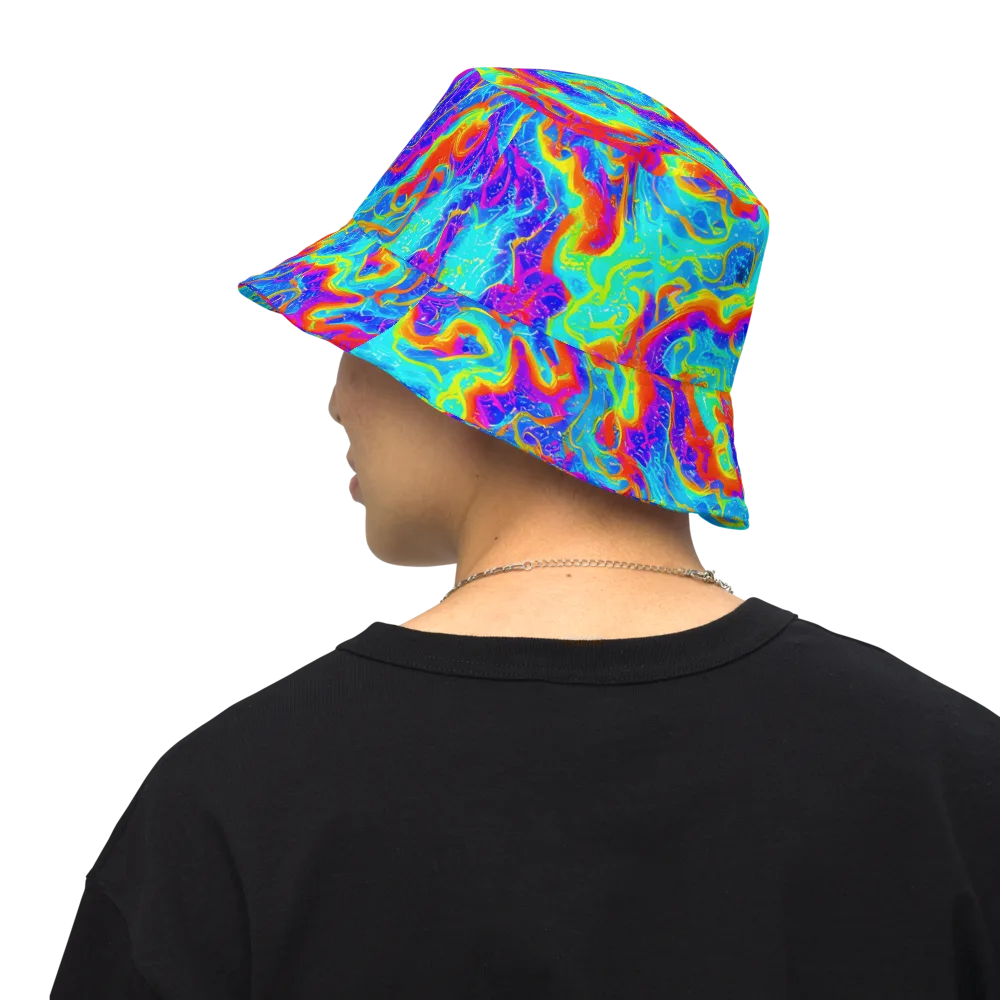 Tangerine Labyrinth on Reversible Bucket Hat — Back Inside