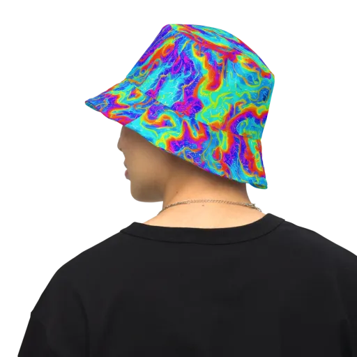 Tangerine Labyrinth on a Reversible Bucket Hat