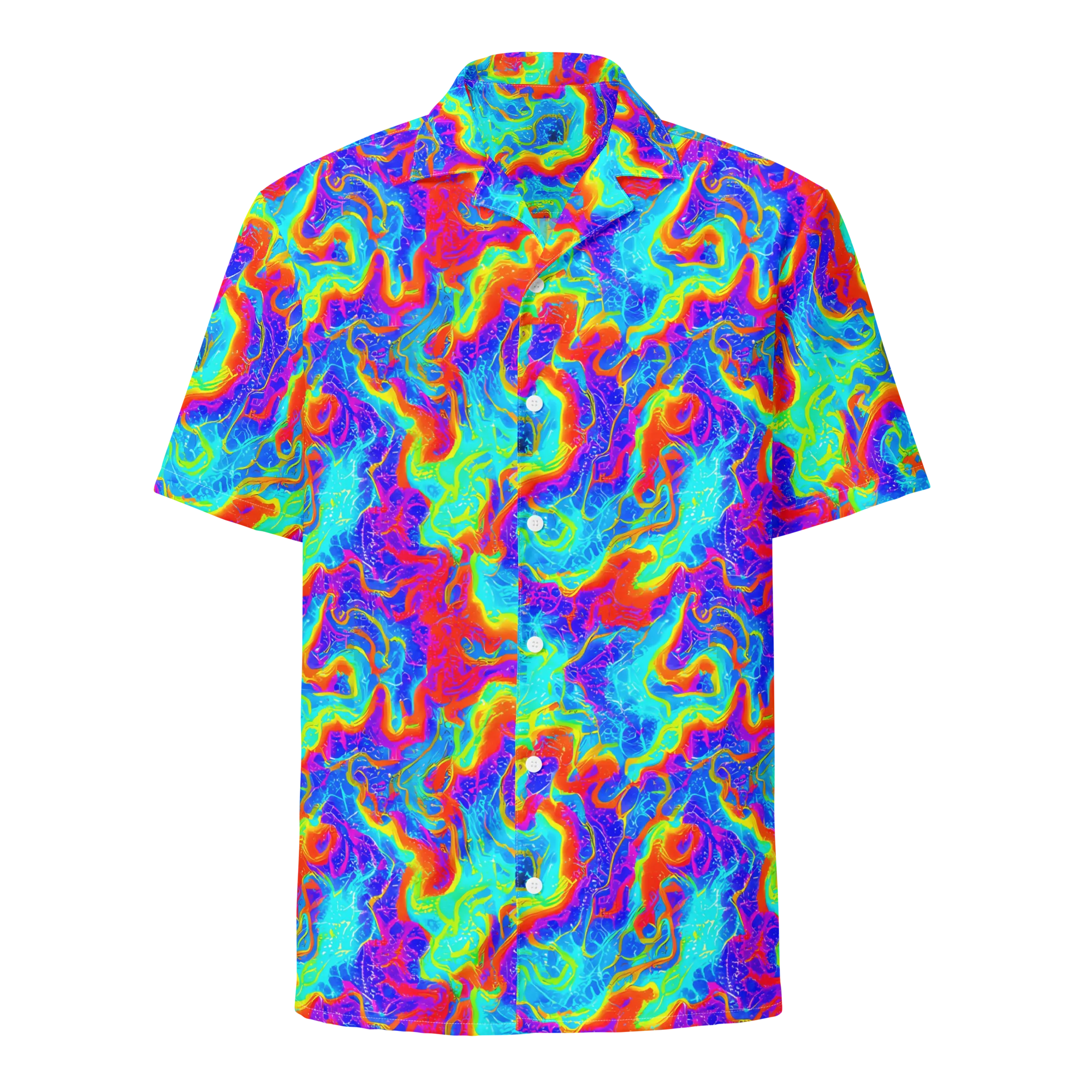 Tangerine Labyrinth on Button Shirt — Front