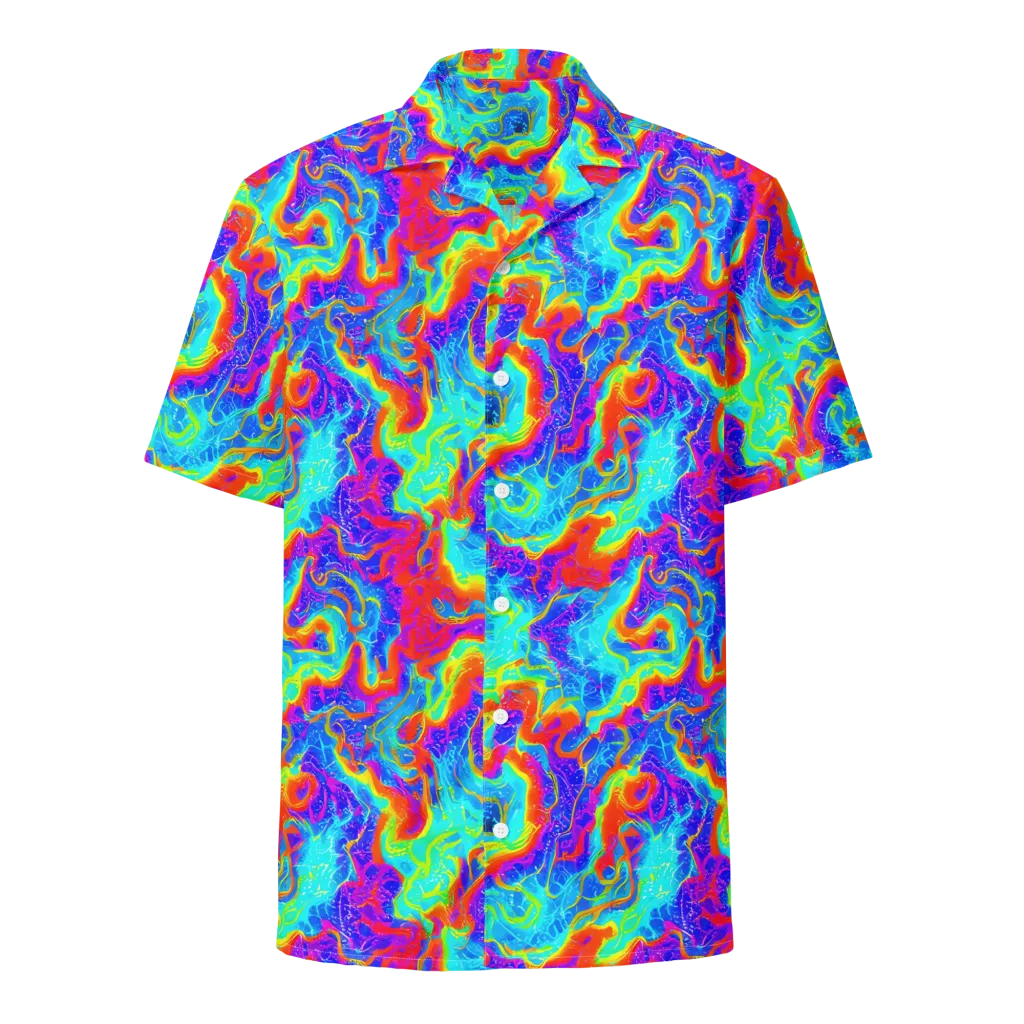 Tangerine Labyrinth on Button Shirt — Front