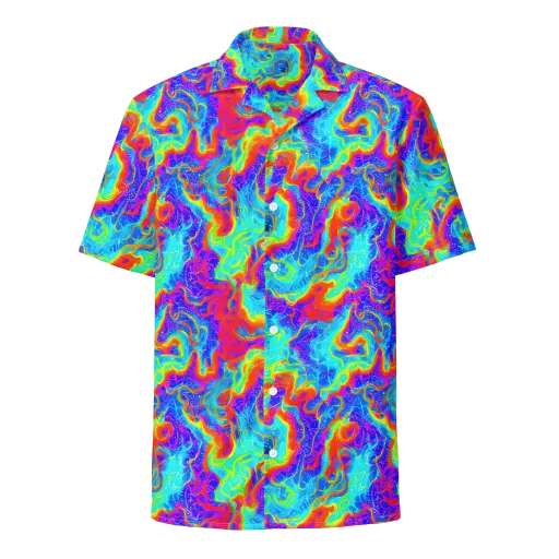Tangerine Labyrinth on a Button Shirt