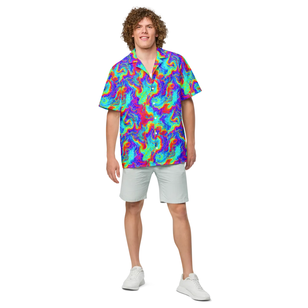 Tangerine Labyrinth on Button Shirt — Front