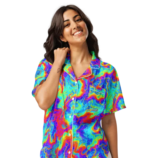 Tangerine Labyrinth on a Women's Short Sleeve Pajama Top