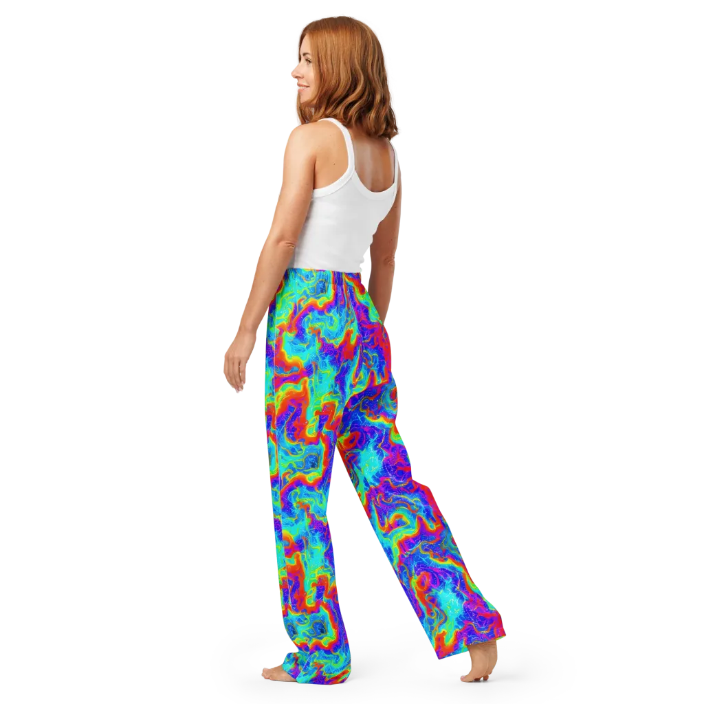 Tangerine Labyrinth on Women's Pajama Pants — Back
