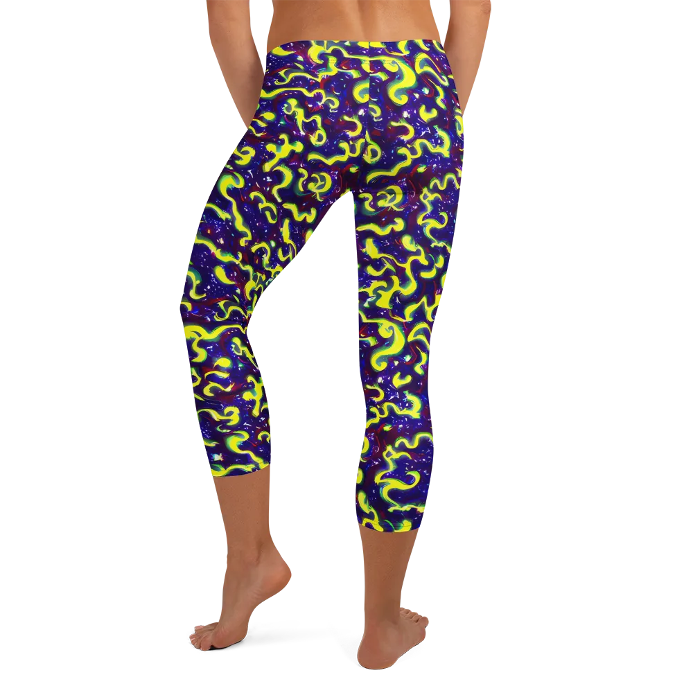Ultraviolet Vortex on Capri Leggings — Back