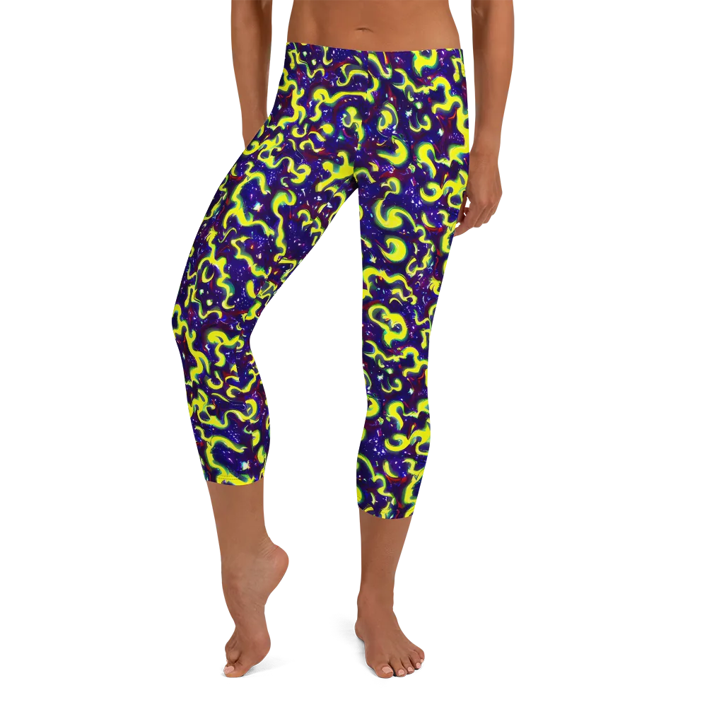 Ultraviolet Vortex on Capri Leggings — Front