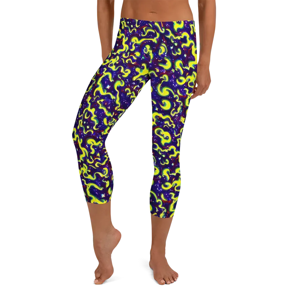 Ultraviolet Vortex on Capri Leggings — Front