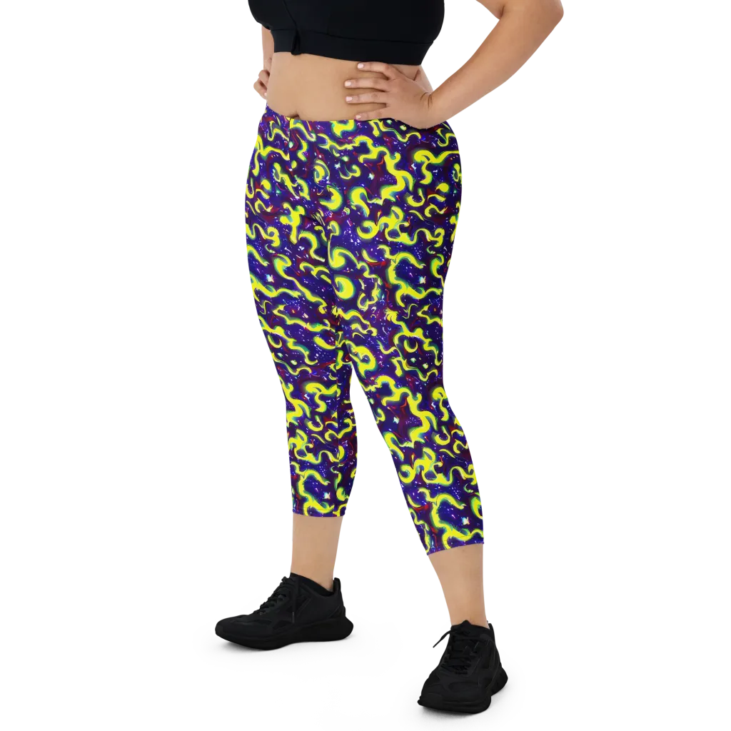 Ultraviolet Vortex on Capri Leggings — Front