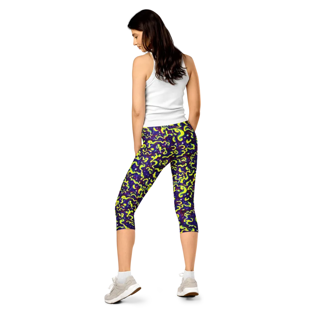 Ultraviolet Vortex on Capri Leggings — Back