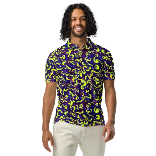 Ultraviolet Vortex on a Men's Slim Fit Polo Shirt