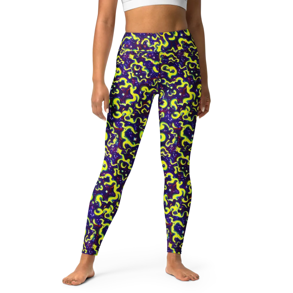 Ultraviolet Vortex on Yoga Leggings — Front