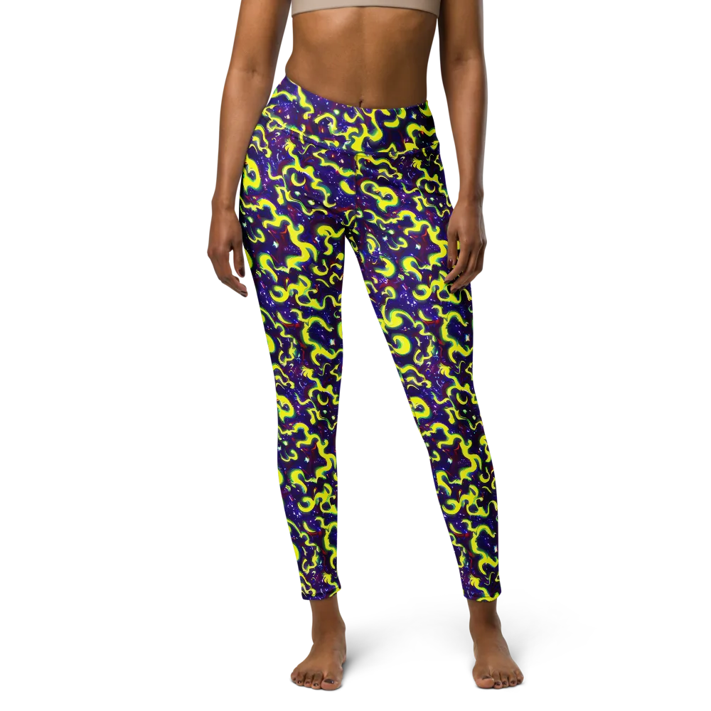 Ultraviolet Vortex on Yoga Leggings — Front