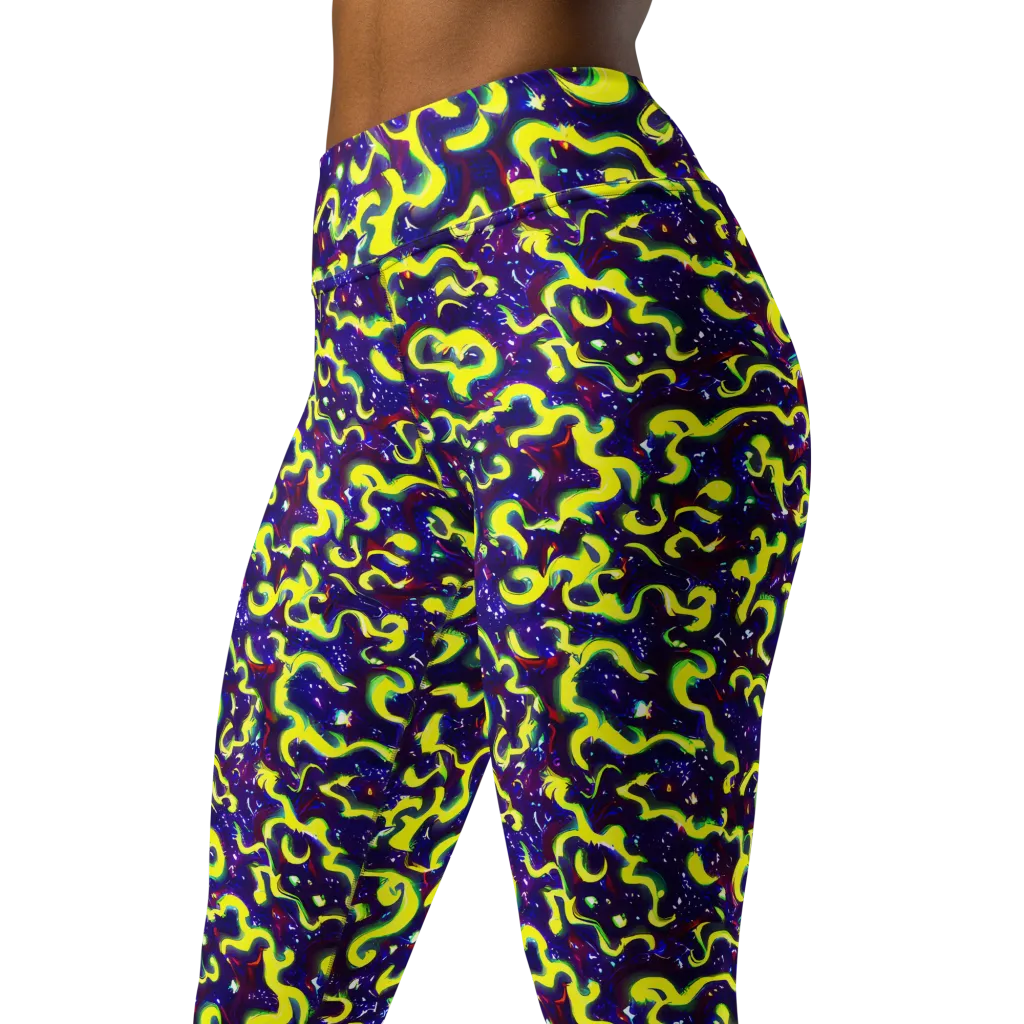 Ultraviolet Vortex on Yoga Leggings — Left Front