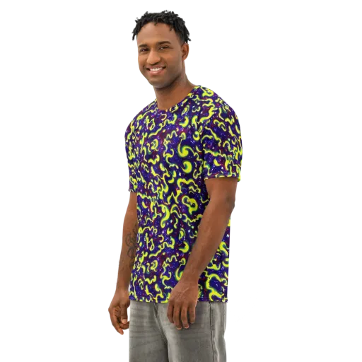 Ultraviolet Vortex on a Men's Cotton Crew Neck T-Shirt