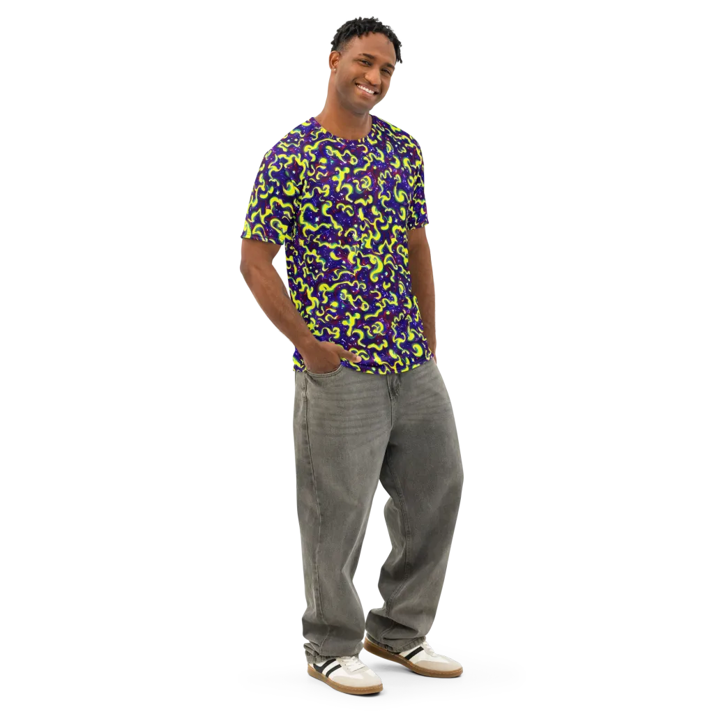 Ultraviolet Vortex on Men's Cotton Crew Neck T-Shirt — Right Front