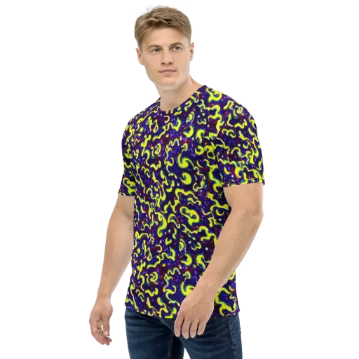 Ultraviolet Vortex on a Men's Crew Neck T-Shirt
