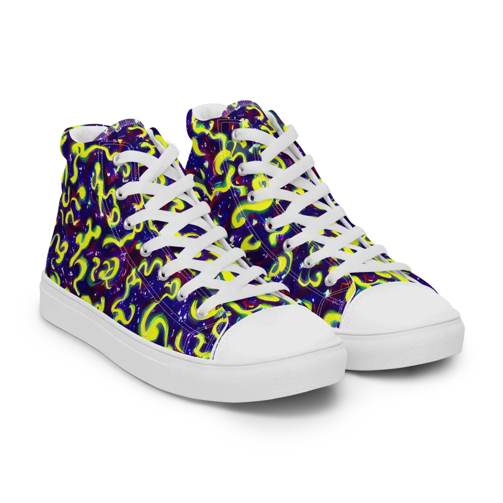 Ultraviolet Vortex on Men's High Top Canvas Shoes — Right Front