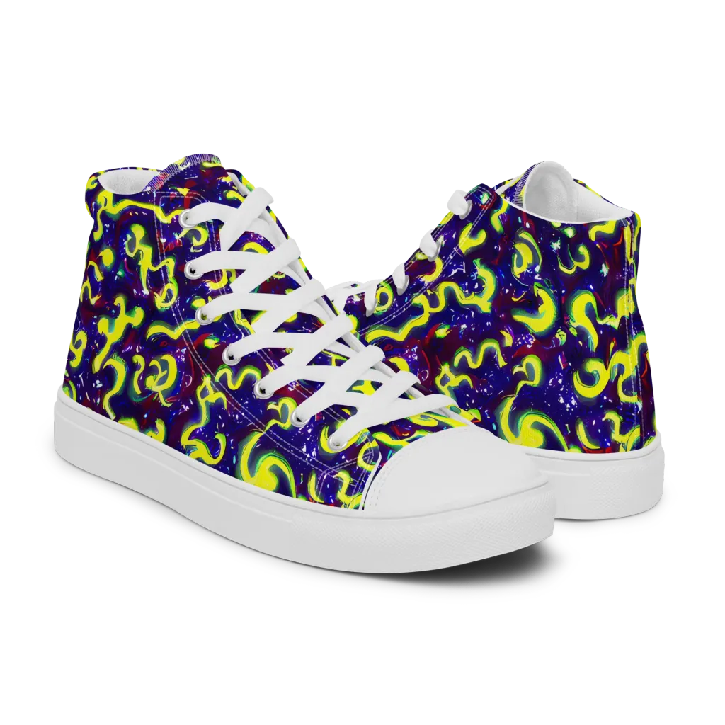 Ultraviolet Vortex on Men's High Top Canvas Shoes — Right
