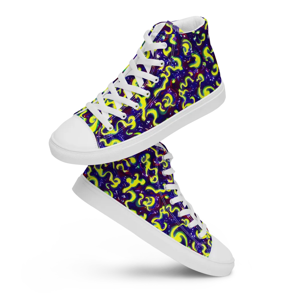 Ultraviolet Vortex on Men's High Top Canvas Shoes — Front