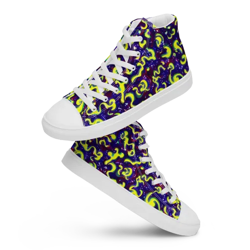 Ultraviolet Vortex on a Men's High Top Canvas Shoes