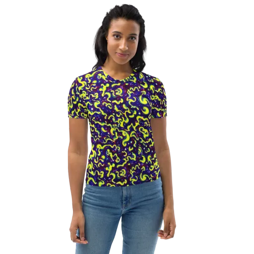 Ultraviolet Vortex on a Women's Crew Neck T-Shirt