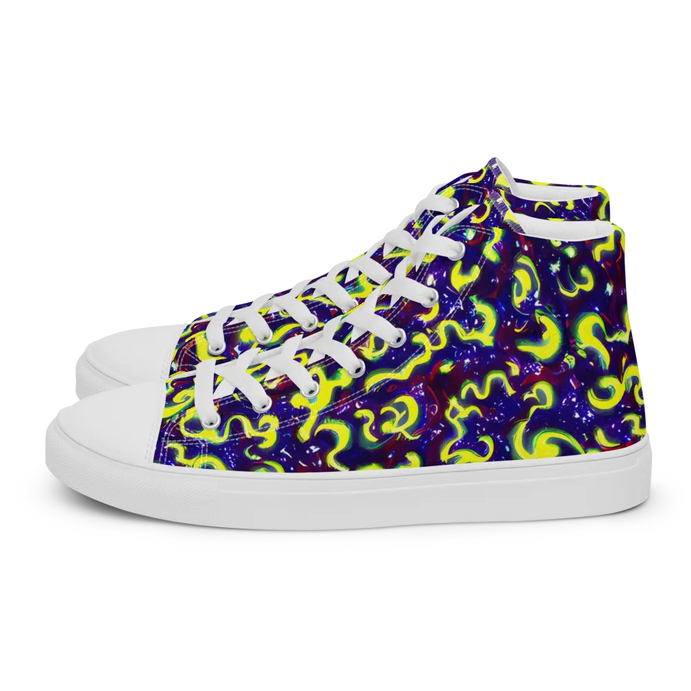 Ultraviolet Vortex on Women's High Top Canvas Shoes — Left