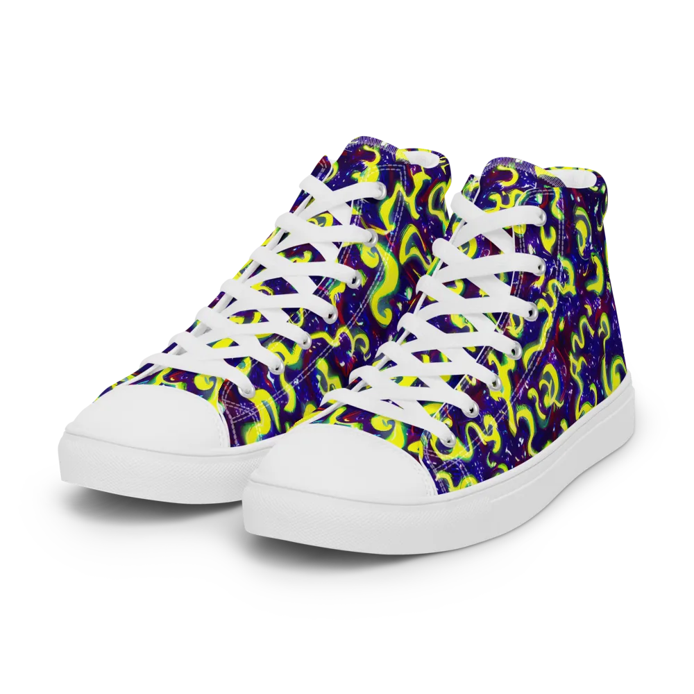 Ultraviolet Vortex on Women's High Top Canvas Shoes — Left Front
