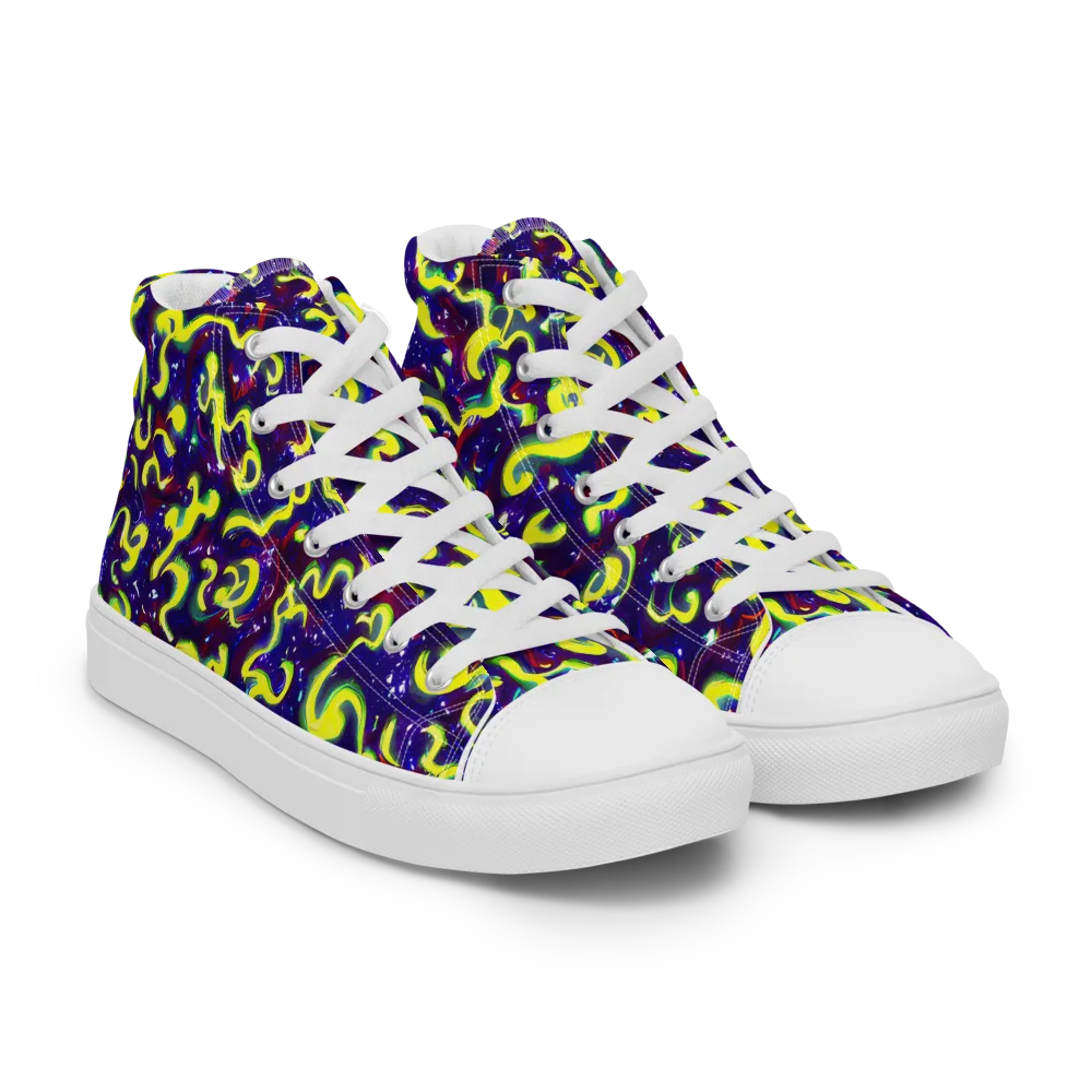 Ultraviolet Vortex on Women's High Top Canvas Shoes — Right Front