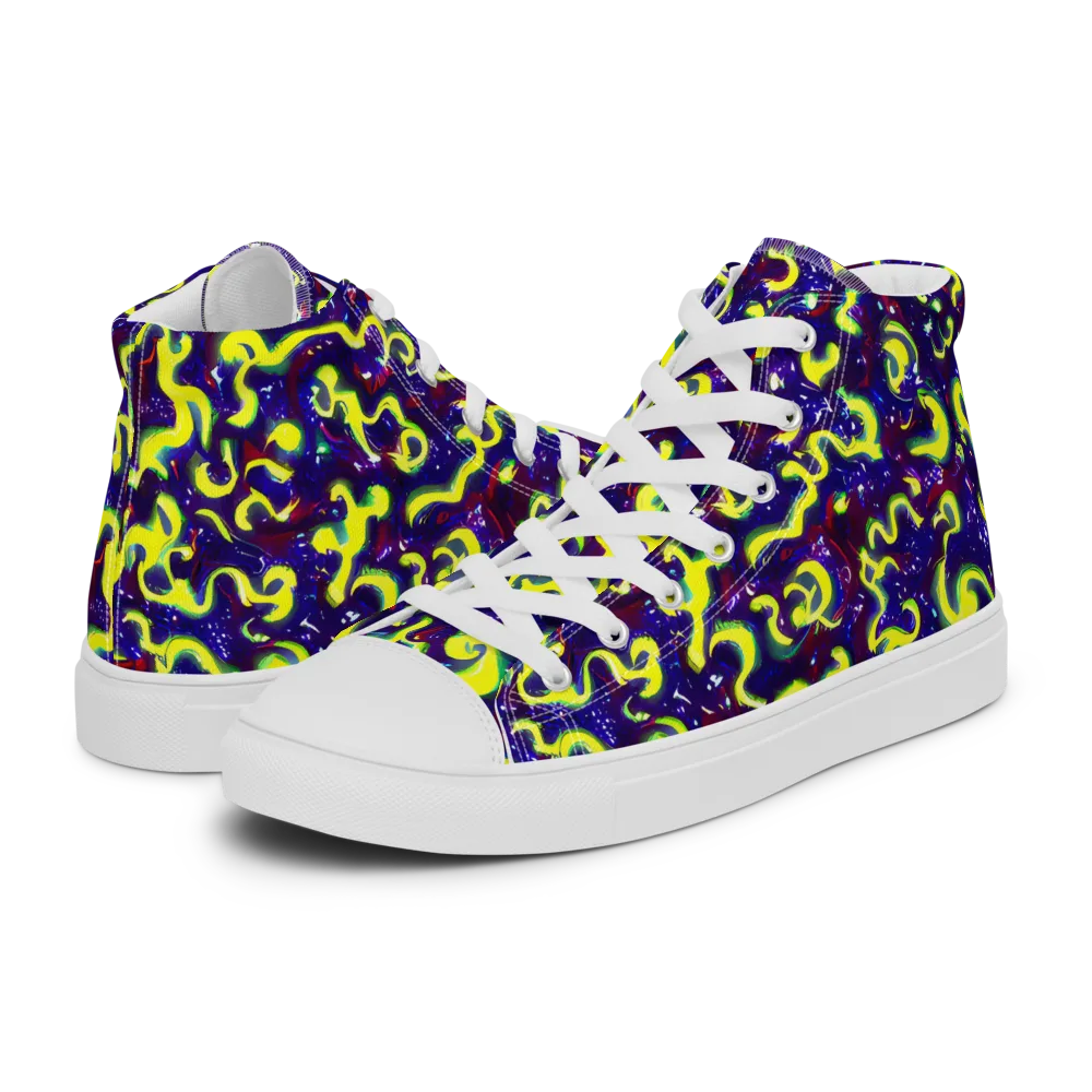 Ultraviolet Vortex on Women's High Top Canvas Shoes — Left
