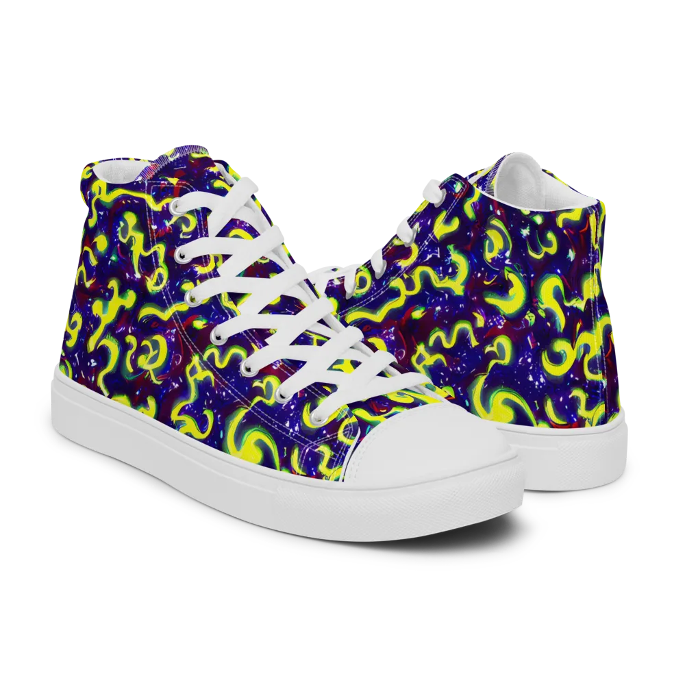 Ultraviolet Vortex on Women's High Top Canvas Shoes — Right
