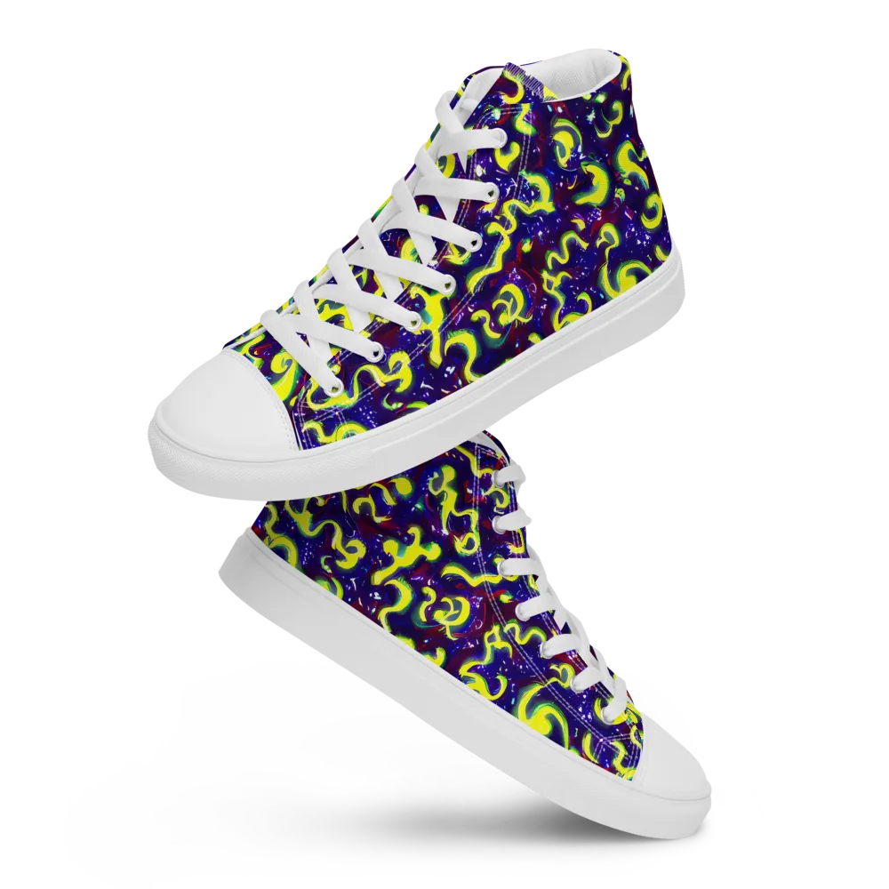 Ultraviolet Vortex on Women's High Top Canvas Shoes — Front