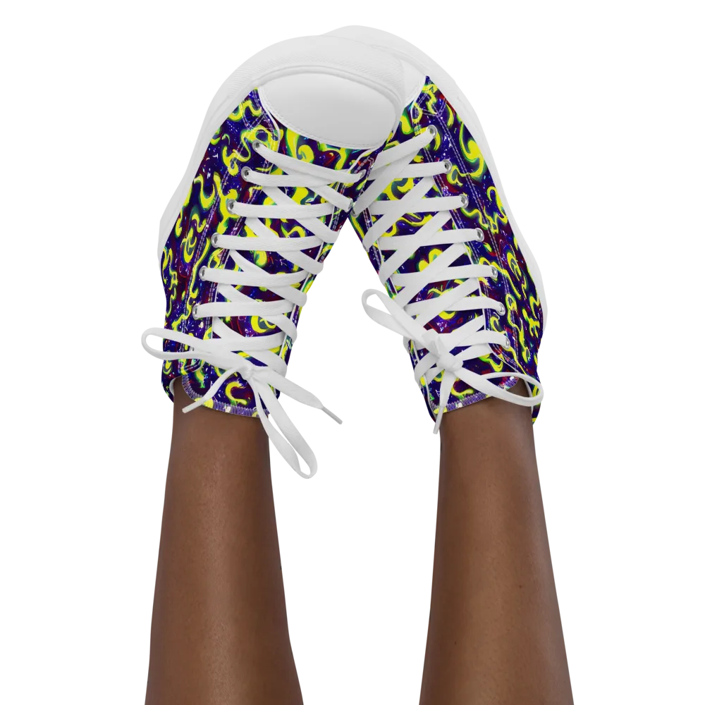 Ultraviolet Vortex on Women's High Top Canvas Shoes — Front