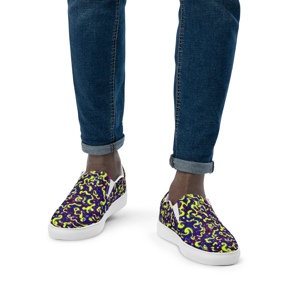 Ultraviolet Vortex on Men's Slip-On Canvas Shoes — Front