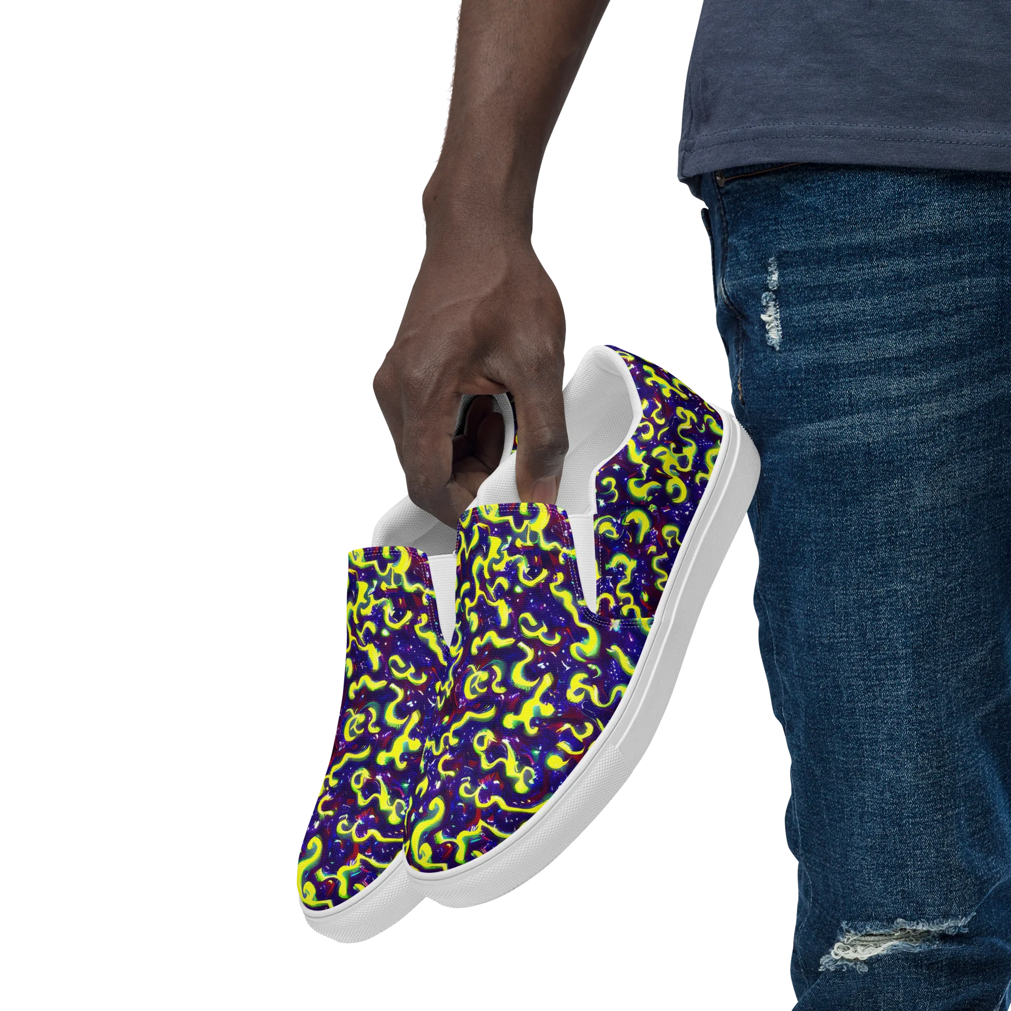 Ultraviolet Vortex on Men's Slip-On Canvas Shoes — Left Front