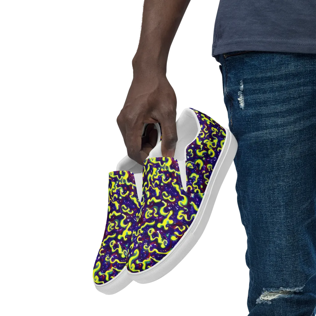 Ultraviolet Vortex on Men's Slip-On Canvas Shoes — Left Front