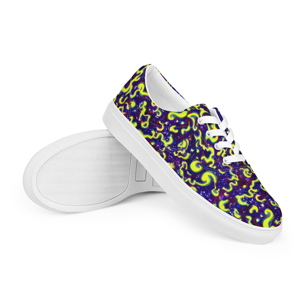 Ultraviolet Vortex on Men's Lace-Up Canvas Shoes — Right Front