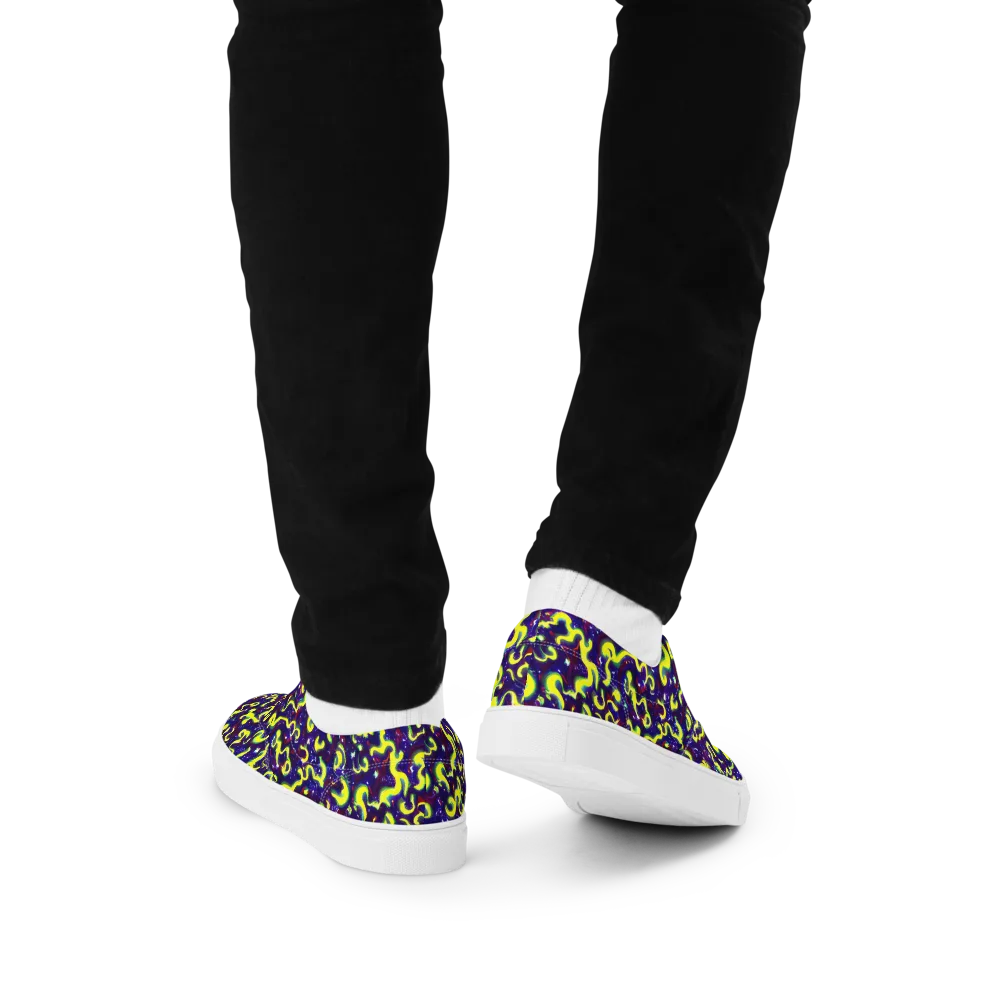 Ultraviolet Vortex on Men's Lace-Up Canvas Shoes — Back