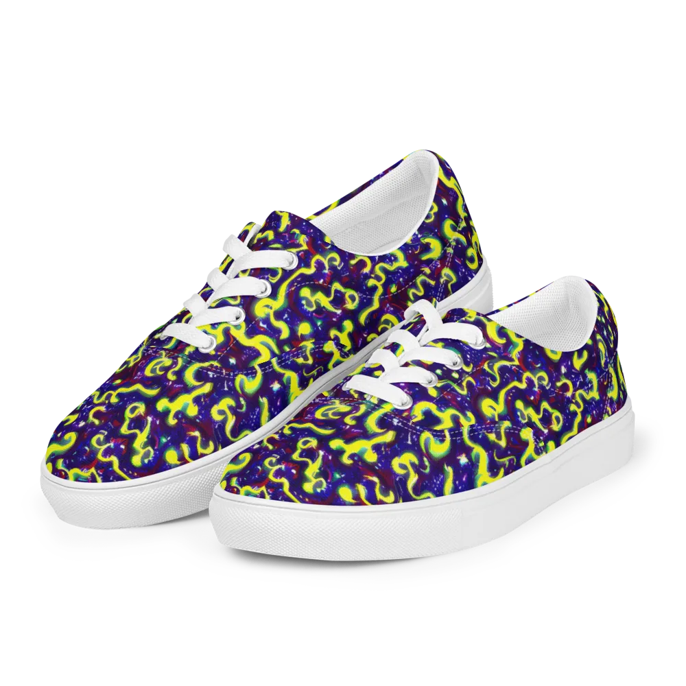 Ultraviolet Vortex on Men's Lace-Up Canvas Shoes — Left Front