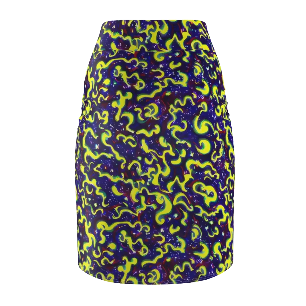 Ultraviolet Vortex on Pencil Skirt — Back