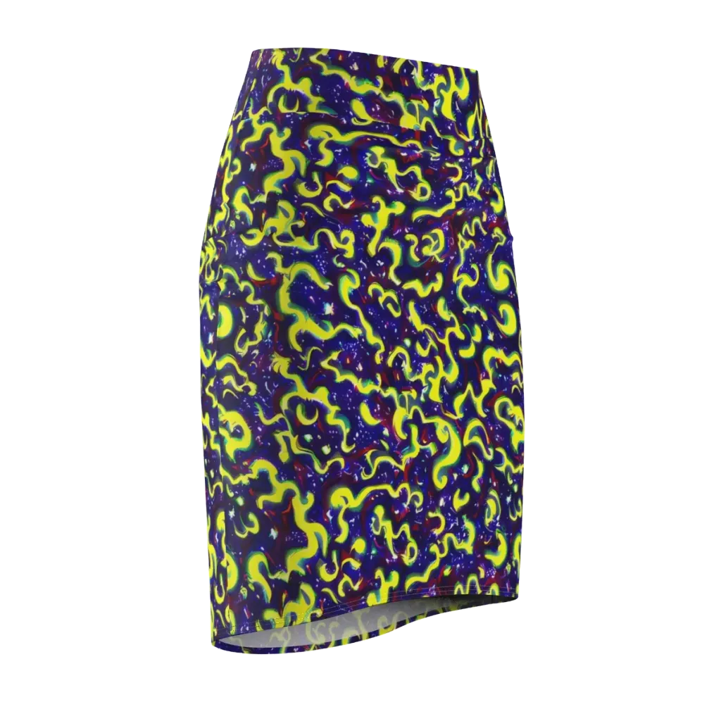 Ultraviolet Vortex on Pencil Skirt — Front Side