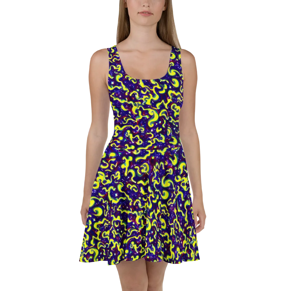 Ultraviolet Vortex on Skater Dress — Front
