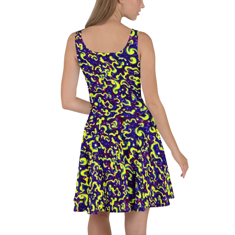 Ultraviolet Vortex on Skater Dress — Back