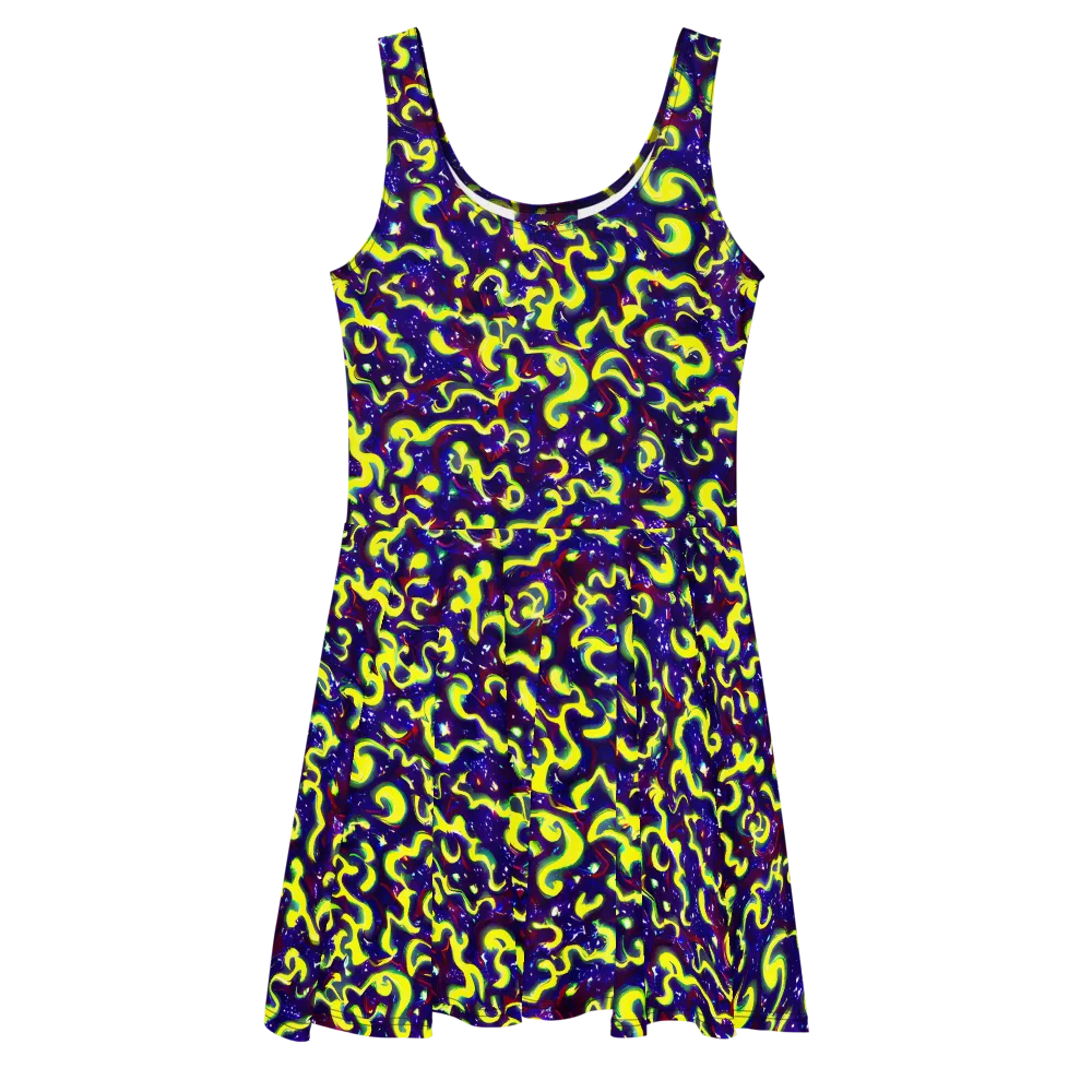 Ultraviolet Vortex on Skater Dress — Front