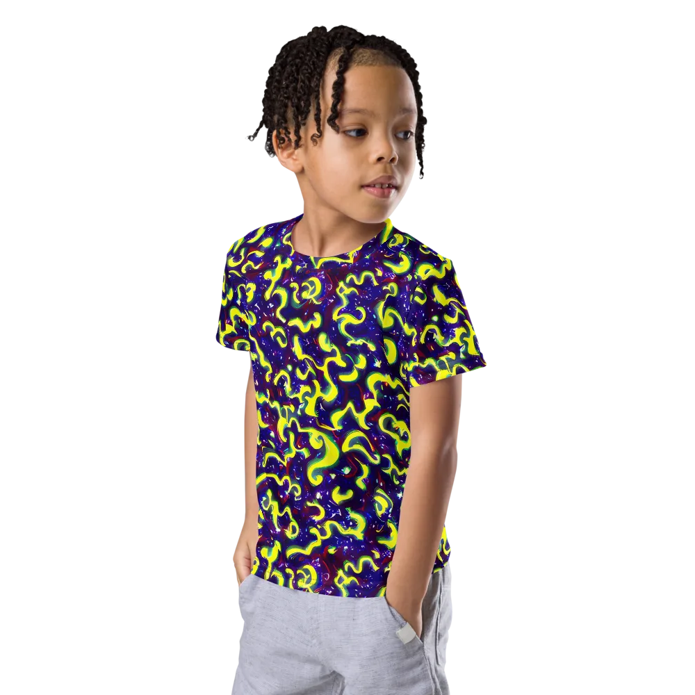 Ultraviolet Vortex on Kids Crew Neck T-Shirt — Left Front