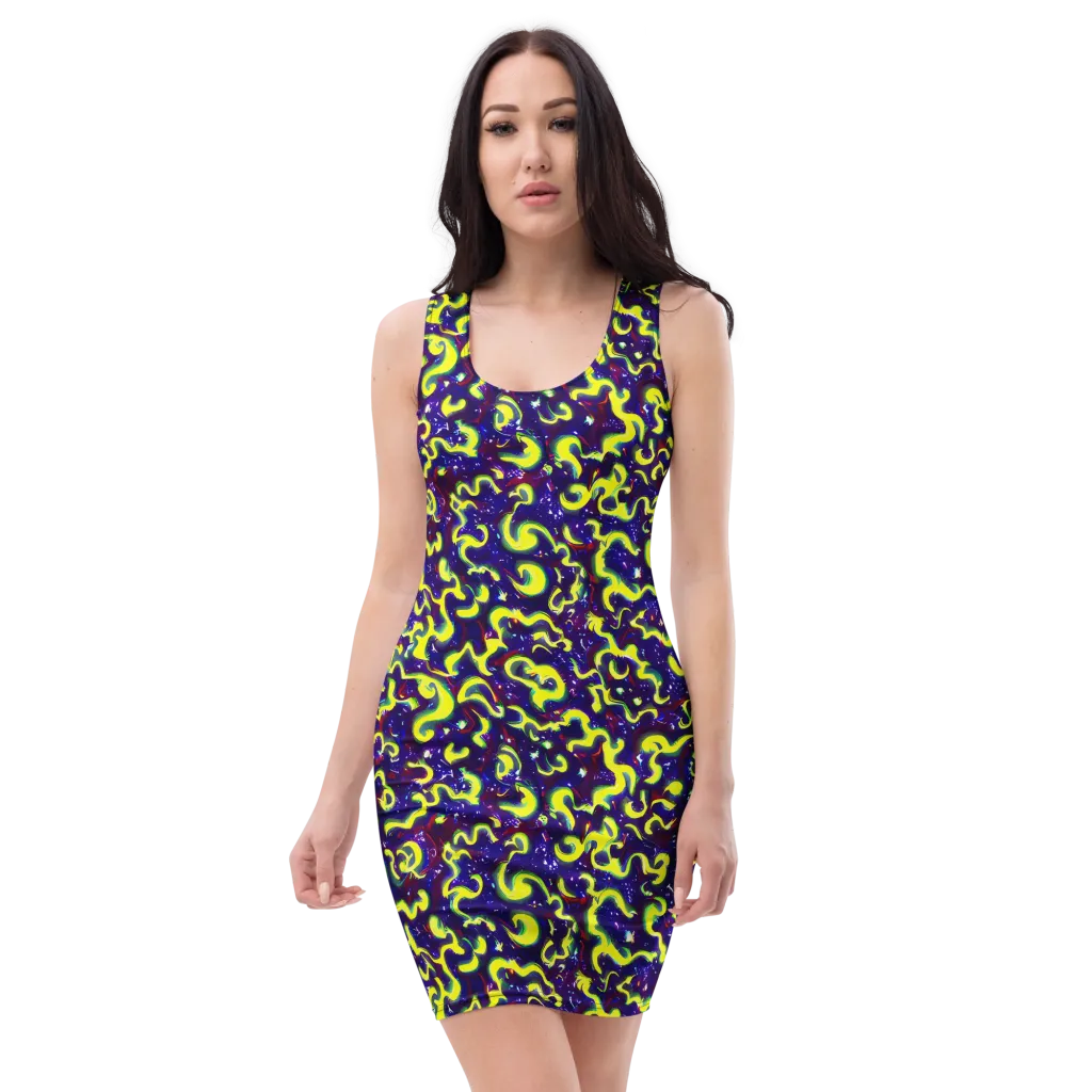 Ultraviolet Vortex on Bodycon Dress — Front
