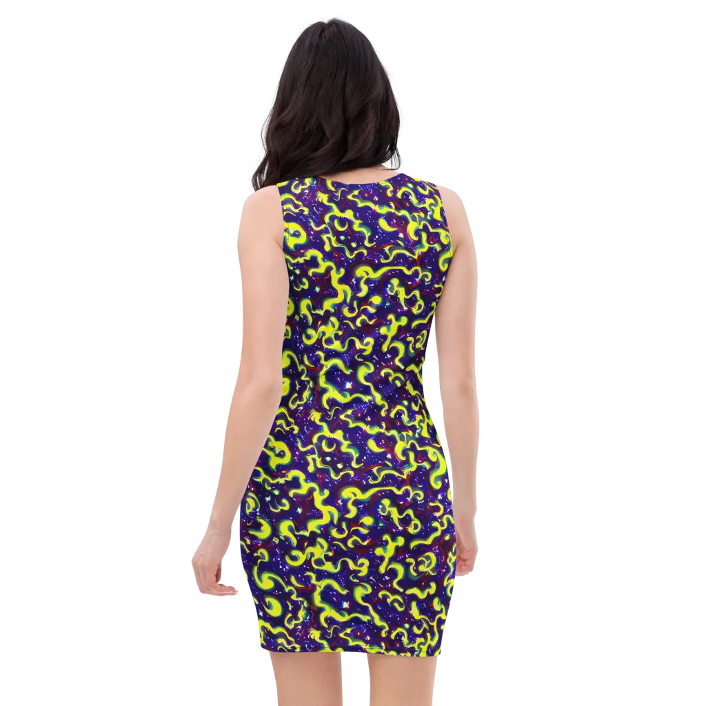 Ultraviolet Vortex on Bodycon Dress — Back