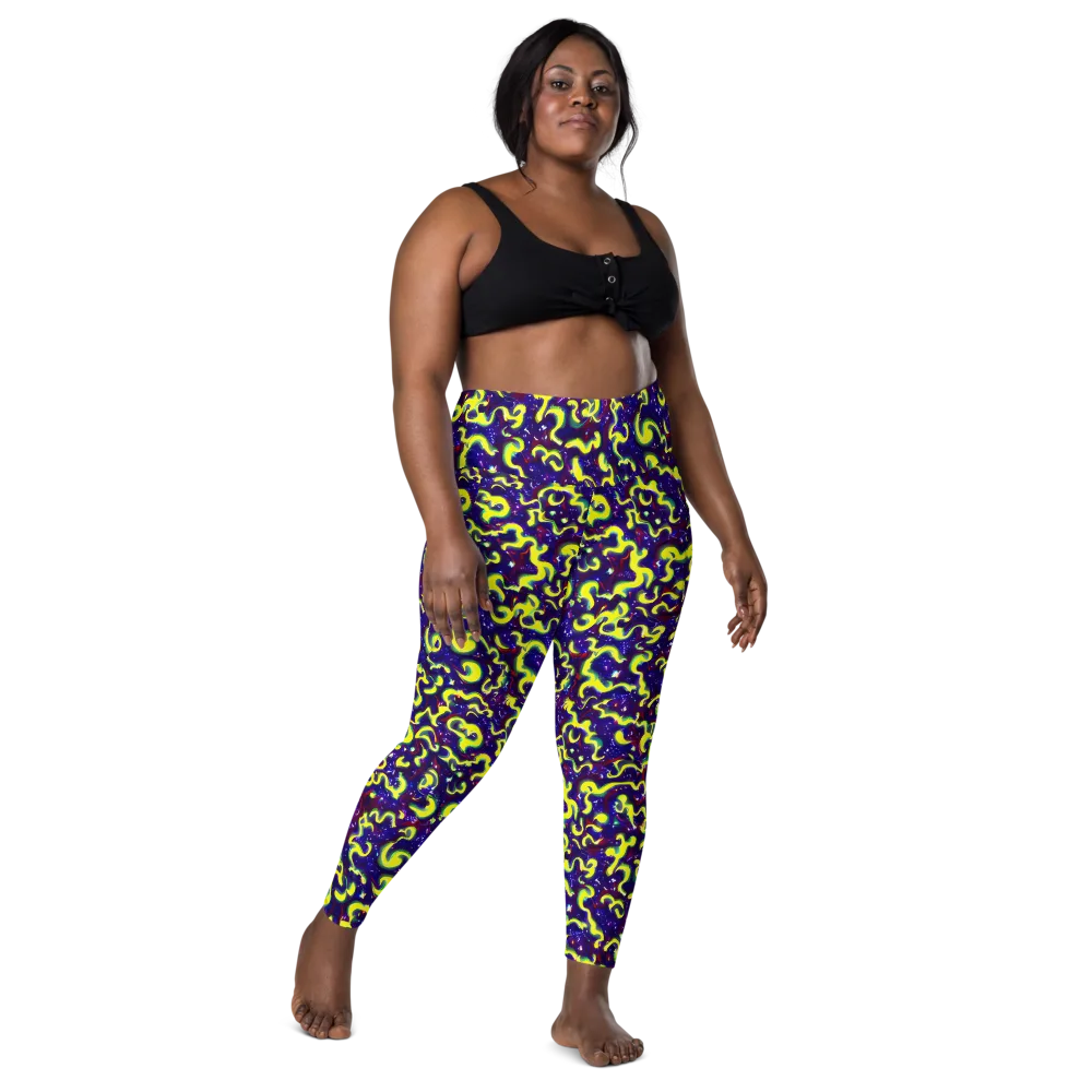 Ultraviolet Vortex on Leggings with Pockets — Front