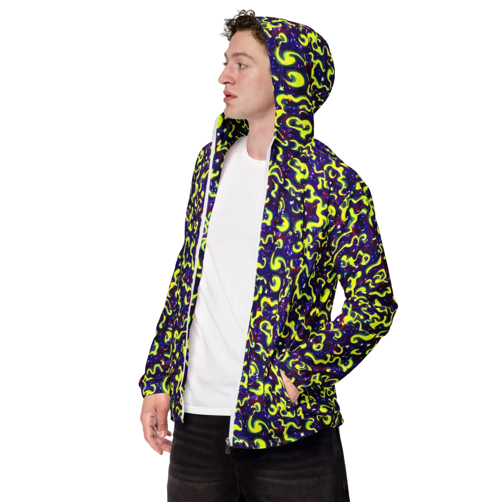 Ultraviolet Vortex on Men's Windbreaker — Left Front